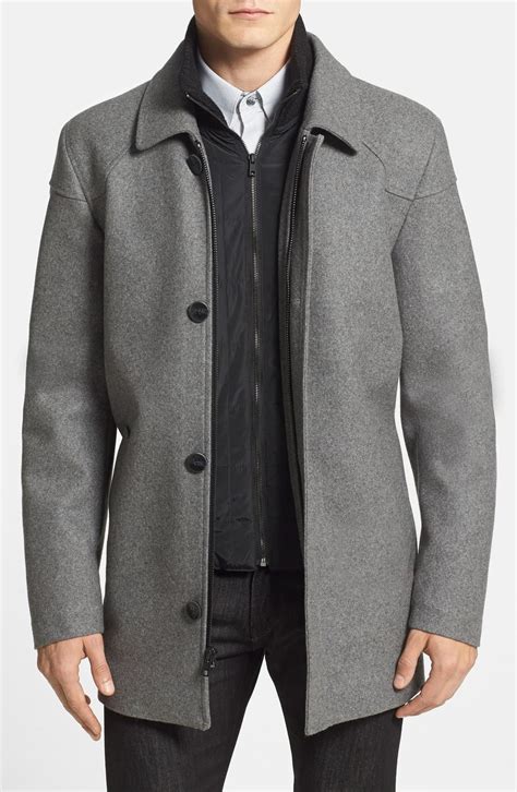 Big & tall excelled leather car coat. Men's Vince Camuto Melton Car Coat With Removable Bib ...