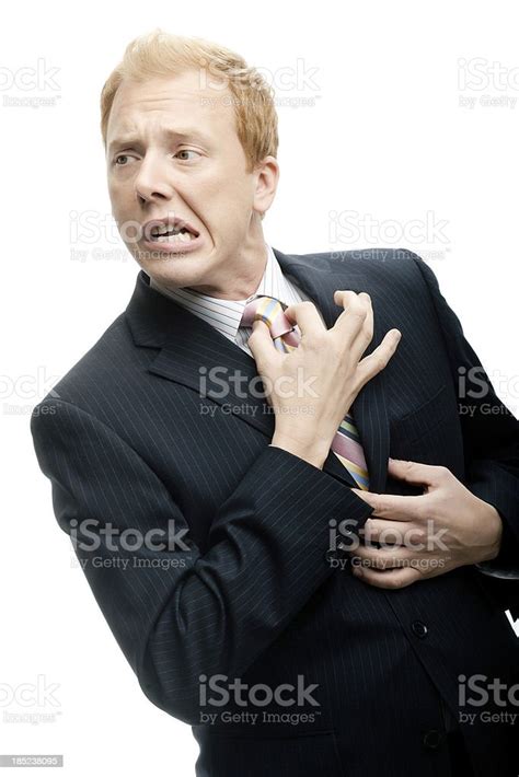 Funny Businessman Looks Nervous On White Stock Photo Download Image