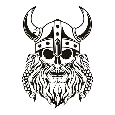 Viking Warrior Skull With Horned Helmet Vector Illustration 10594713
