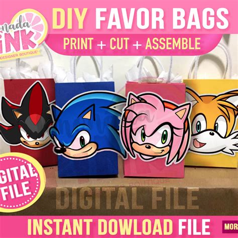 Sonic Favor Bags Diy Candy Bags Goodies Sonic Party Sonic