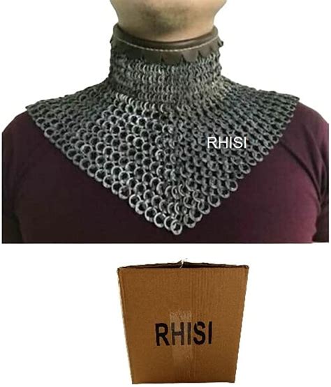 Rhisi Chain Mail Neck Gorget Arming Wear Leather Knitted Adults Size