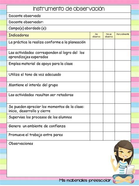 Instrumento De Observación Instrumentos De Evaluacion Preescolar