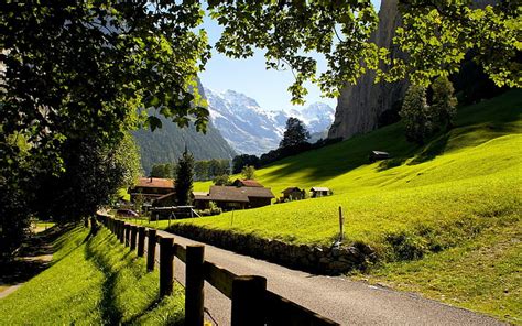 Hd Wallpaper Switzerland Lauterbrunnen Jungfrau City Mountains