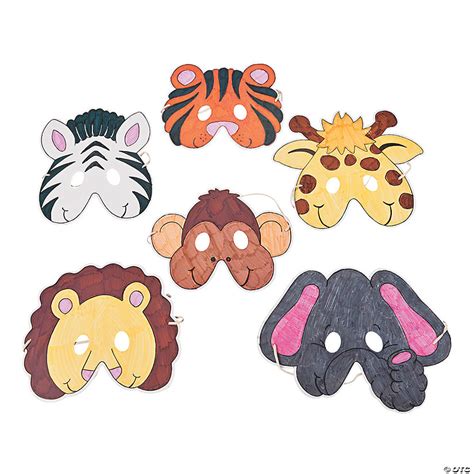 Color Your Own Zoo Animal Masks 12 Pc Oriental Trading