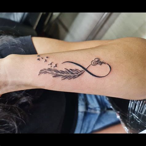 Love Infinity Feather Tattoo