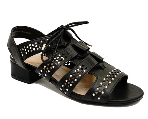 Ladies Black Ex Evans Wide Fit Eee Wedge Peeptoe Gladiator Sandals