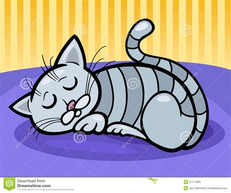 Sleeping Cat Cartoon Illustration Stock Vector