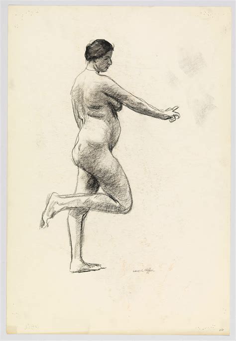 Edward Hopper Female Nude Standing On One Leg Profile View