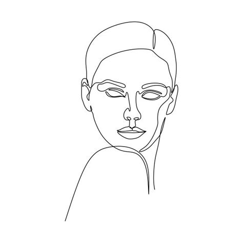 Abstract Girl Face Continuous One Line Drawing Minimalism Design