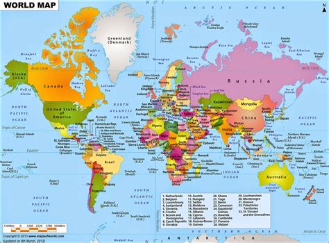 Gambar Peta Dunia Lengkap Dengan Daftar Negara Tarunas