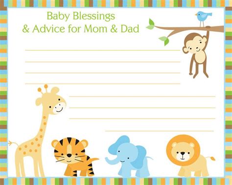 As a parent of a new born you will have to spare your sleep. Baby Advice Cards Baby Shower Jungle Safari Theme, Advice ...