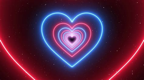 Animation Neon Lights Love Heart Tunnel Infinite Looping And Romantic