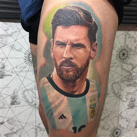 Lionel messi's jesus tattoo on his right arm. Lionel Messi, portrait tattoo by Yeyo Tattoo | Tatuagem ...