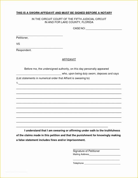 Affidavit Sample Florida Hq Printable Documents Kulturaupice