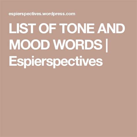 List Of Tone And Mood Words Mood Words Words Tone Words List