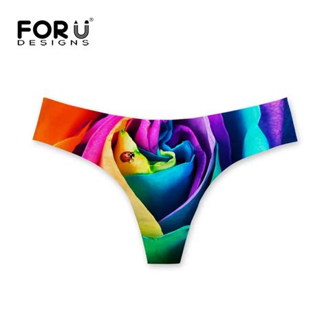 Forudesigns Sexy Womens Thong Underwear Panties Floral Rose Print