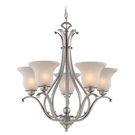 Frosted Seeded Glass Chandelier Brushed Nickel Vaxcel Lighting