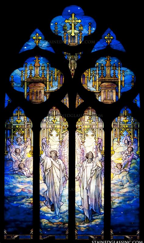 Angels On High Religious Stained Glass Window