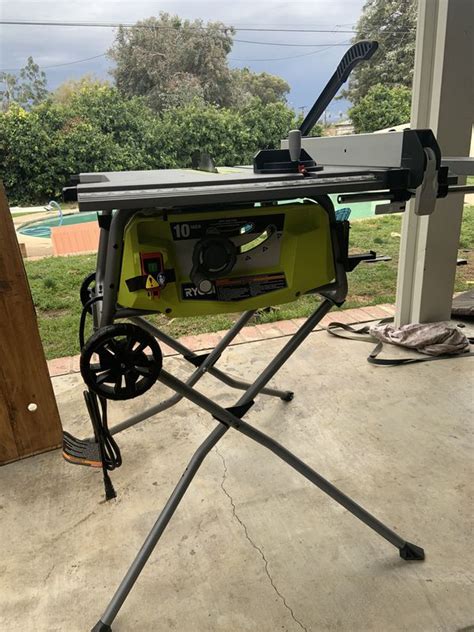Ryobi 10 Inch Table Saw With Rolling Fold Up Stand Powerful 15 Amp