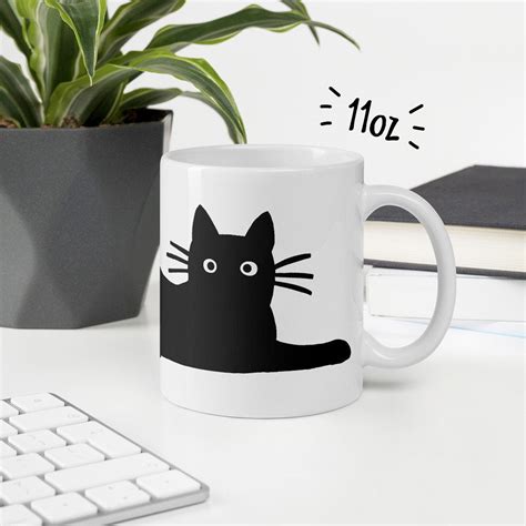 Cool Black Cat Mug Kitty Cat Lover S Ceramic Coffee Mug Etsy