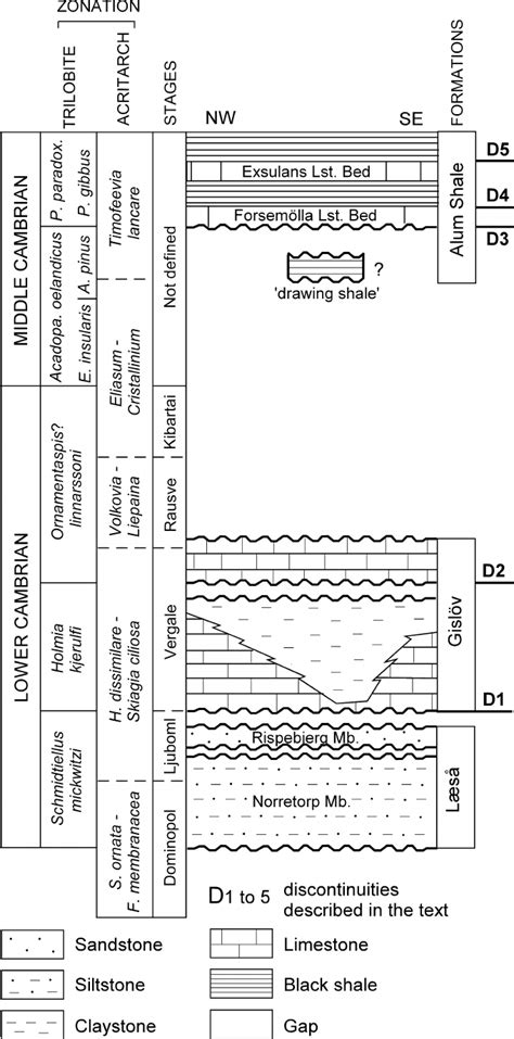 Stratigraphic Units Of The Lowermiddle Cambrian Transition In Scania