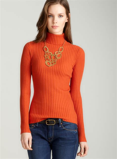 Rib Turtleneck In Spice Sweaters For Women Sweater Fashion Ribbed