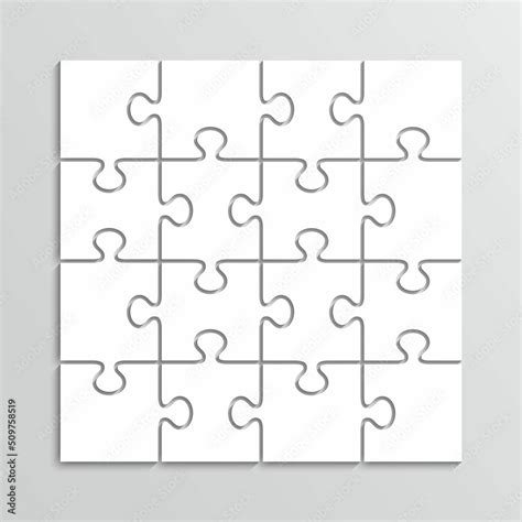 Square Puzzle Pieces 4x4 Grid Modern Background With 16 Separate