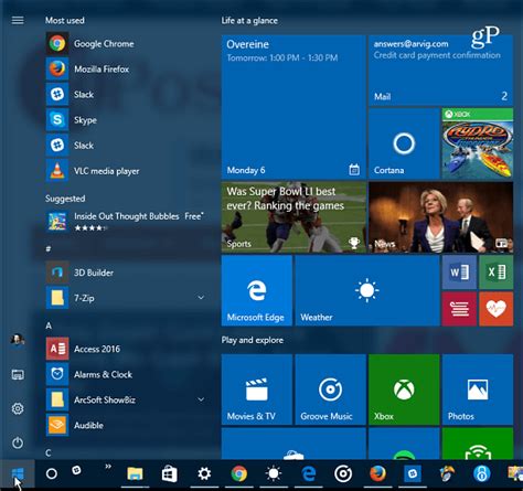 Windows 10 Start Menu Transparent