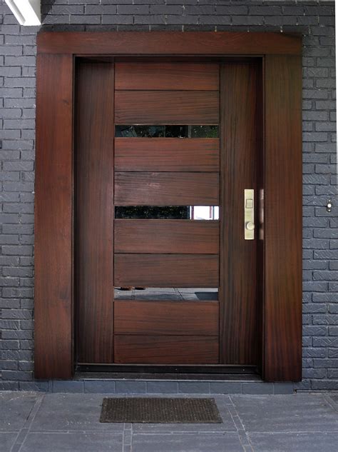 Beautiful Modern Front Door Update Dark Cherry Wood With Stainless