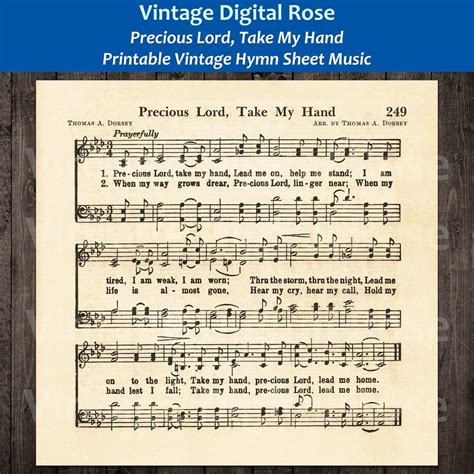 Precious Lord Take My Hand Printable Vintage Hymn Sheet Music Etsy