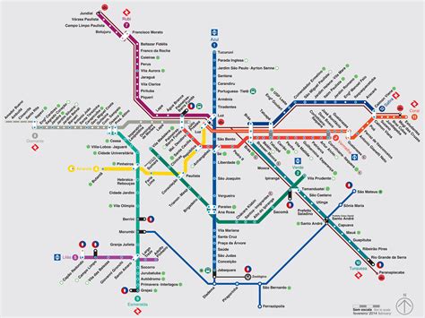 圣保罗地铁地图：圣保罗的地铁线路和地铁站
