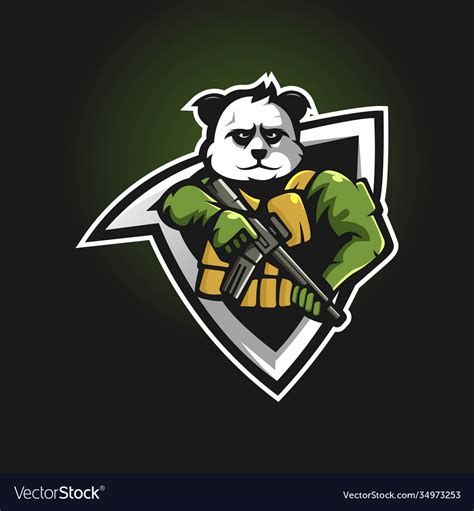 Army Panda Mascot Logo Design Royalty Free Vector Image