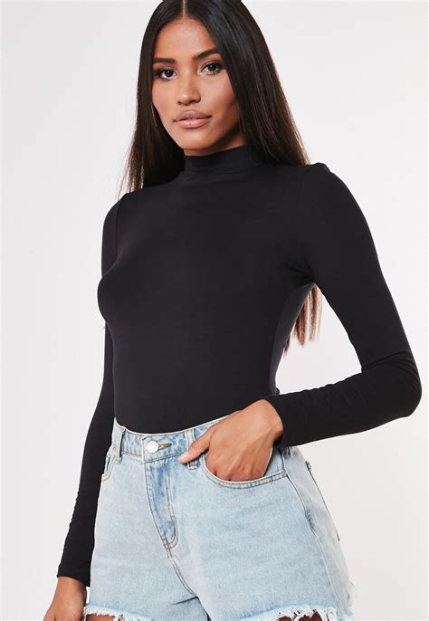 Missguided Black Long Sleeve Turtle Neck Top Mock Neck Top Outfit
