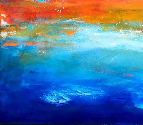 Sea And Sky Abstract Acrylic Painting Fine Art 30x40 Etsy In 2021