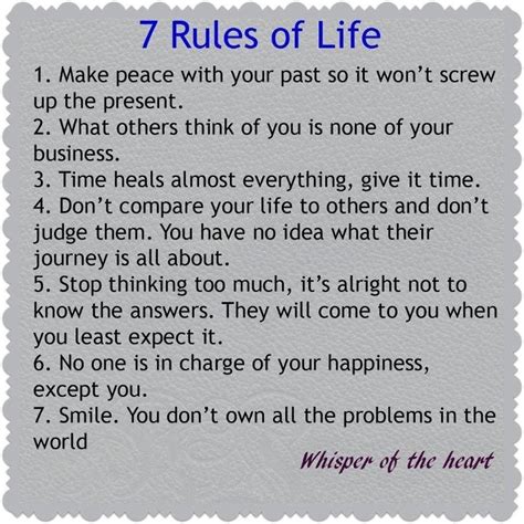 7 Rules Of Life 7 Rules Of Life Words Inspirational Quotes