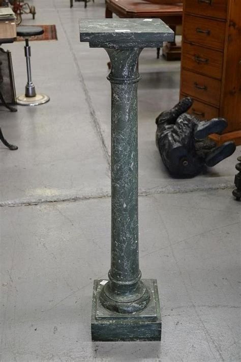 Antique Green Marble Column Approx 103 Cm High Pedestals Furniture