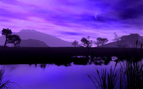 Download Purple Lake Widescreen Digital Landscape Desktop Wallpaper