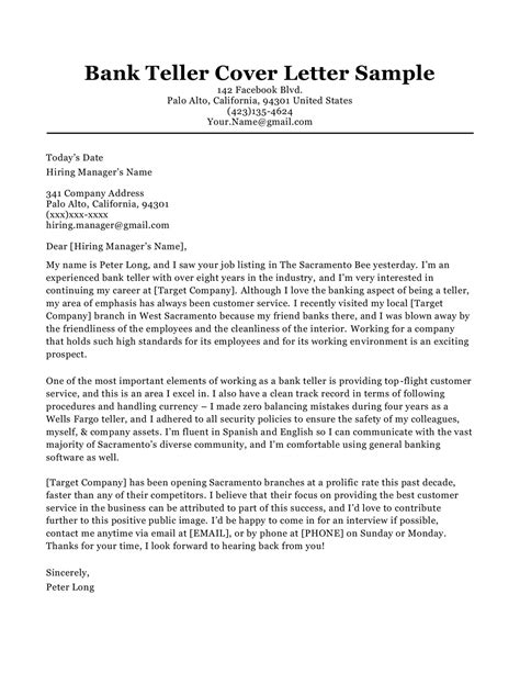 9 Sample Cover Letter For Bank Teller Simple Cover Letter