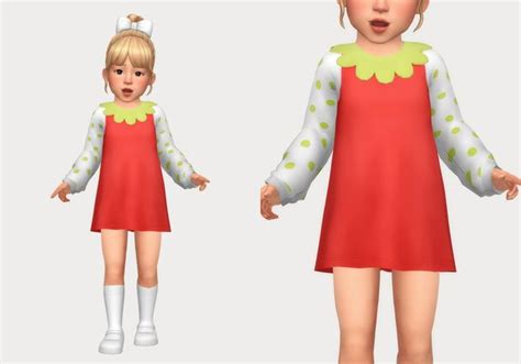 Dotty Dress Casteru On Patreon Sims 4 Toddler Clothes Sims 4 Cc Kids