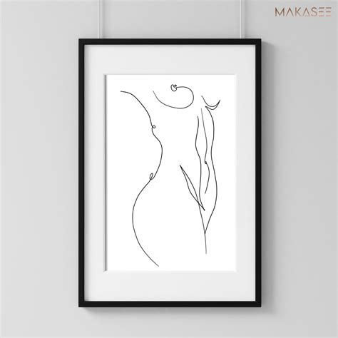 Nude Woman Print Printable Wall Art One Line Drawing Female Etsy My