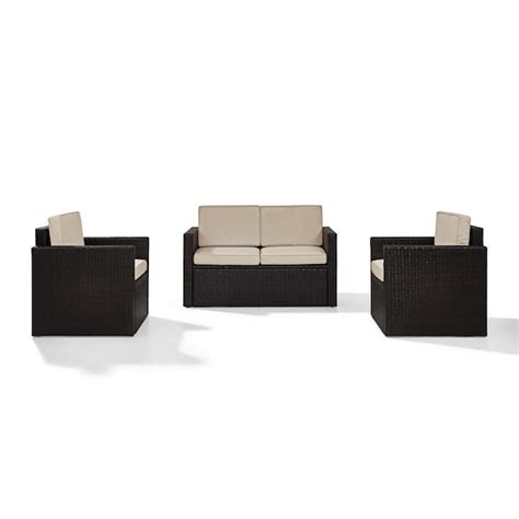Crosley Furniture Palm Harbor 3 Piece Wicker Outdoor Seating Set With