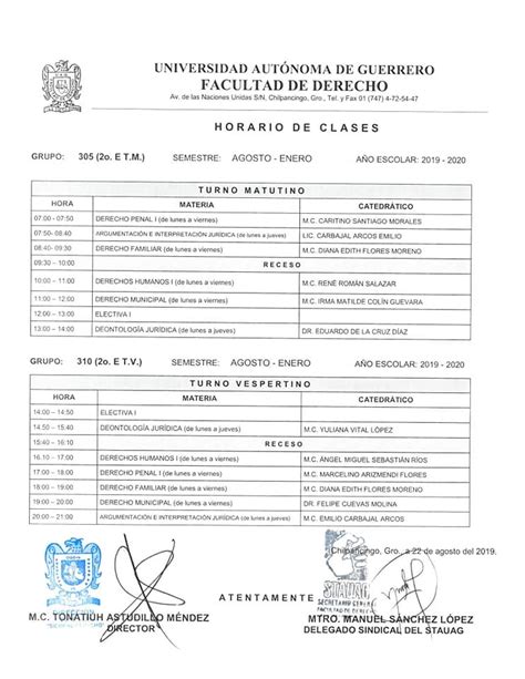 Le Compartimos Los Horarios De Facultad De Derecho Facebook