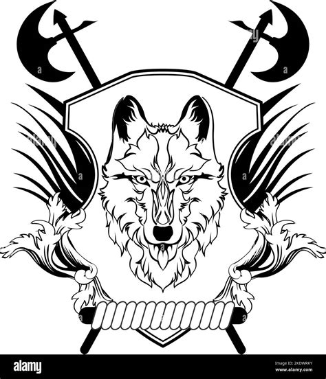 Wolf Tribal Head Tattoo Crest Coat Of Arms Winged Emblem Insignia