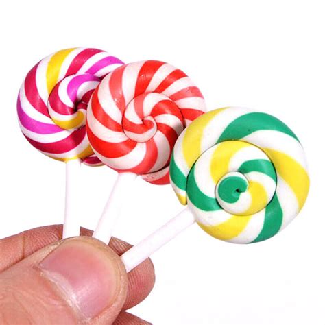 4pcs Rainbow Color Lollipops Dollhouse Party Candy Miniature Lollipopy