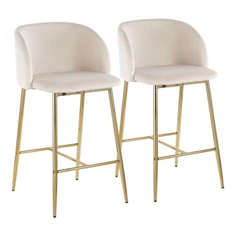 Lumisource Fran Contemporary Counter Stool In Gold Steel And Cream