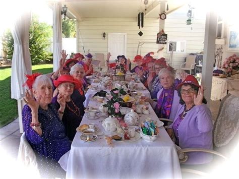 Garden Red Hatter Tea Party Red Hat Ladies Red Hat Society Lady In