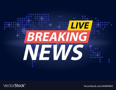 Live Breaking News Headline In Blue Dotted World Vector Image