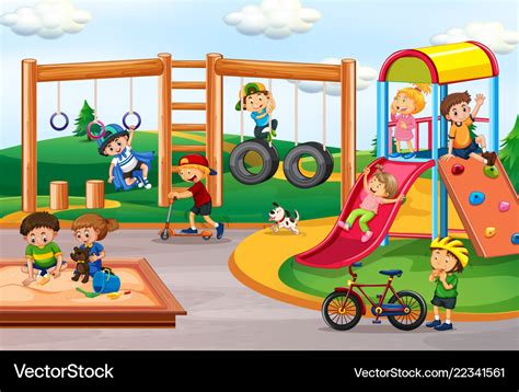 Children Playing On Playground Clip Art