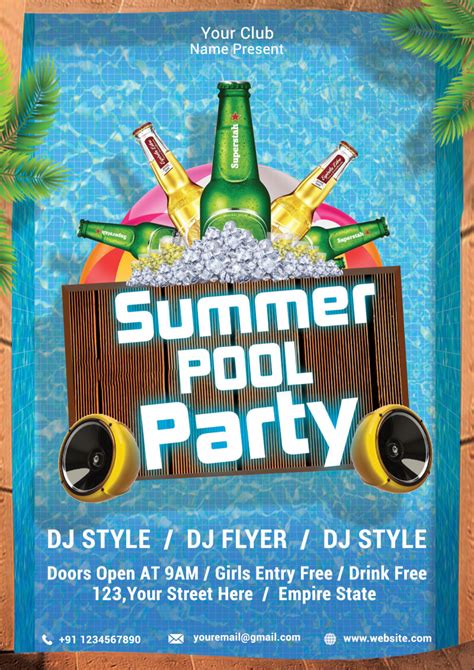 Summer Pool Party Flyer PSD Template PsdDaddy Com