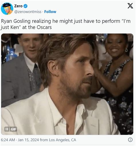 Ryan Gosling Realizing He Might Just Have To Perform Im Just Ken At